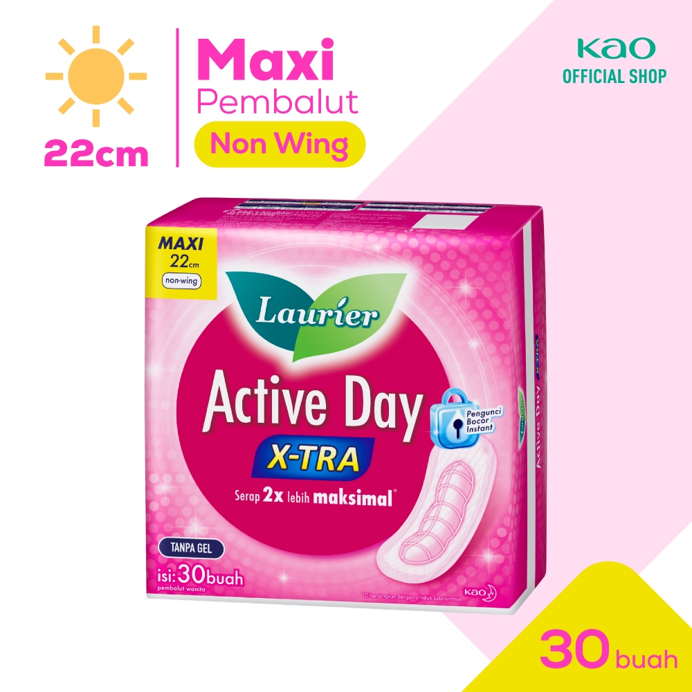 Laurier Pembalut Wanita Active X-Tra Day Maxi Non Wing 22cm 30 buah - Perawatan Kewanitaan