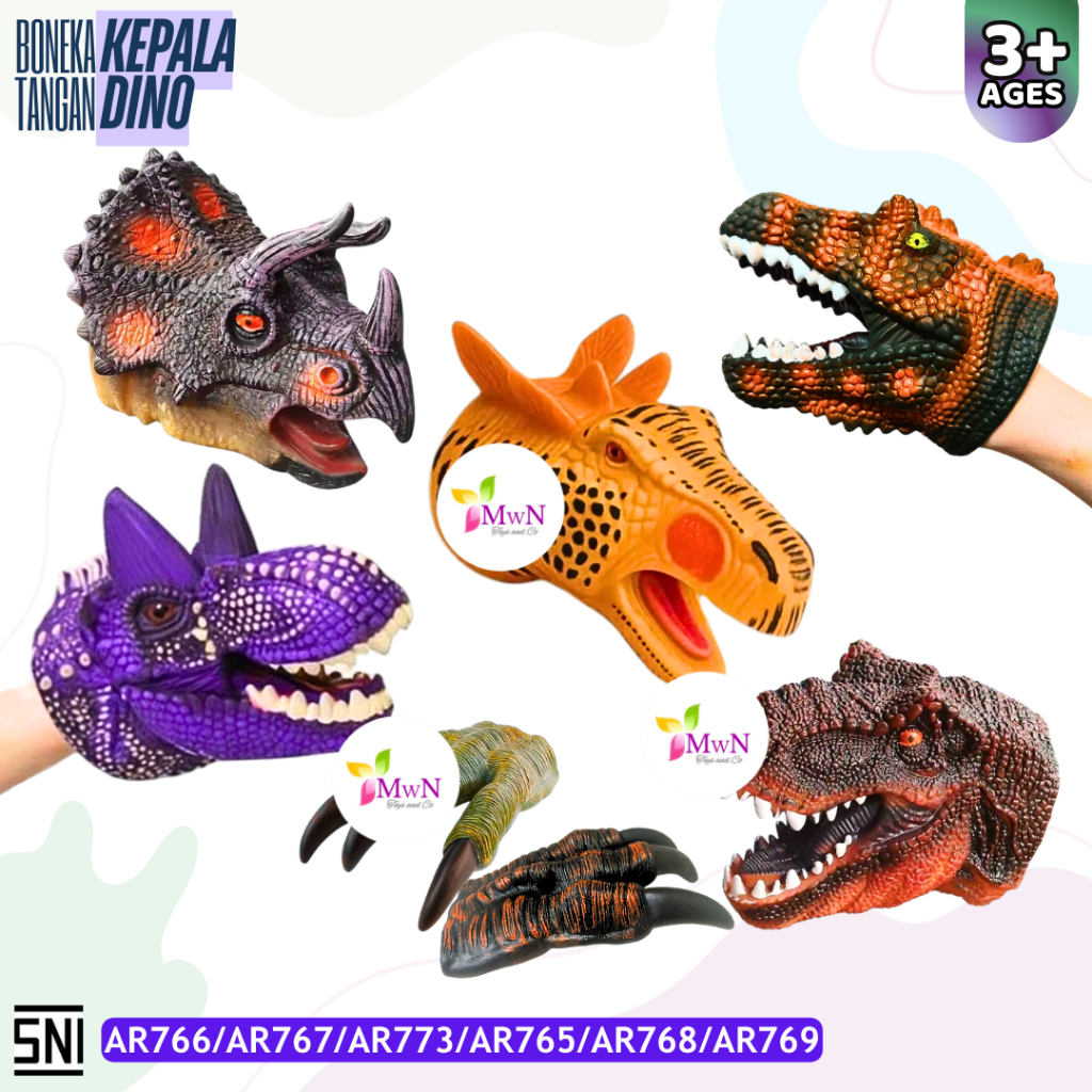 MWN Mainan Boneka Tangan Kepala DINO AR766/767