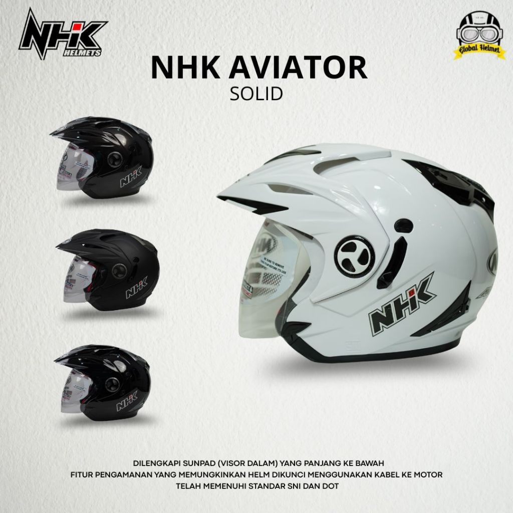 HELM HALF FACE NHK AVIATOR DOUBLE VISOR