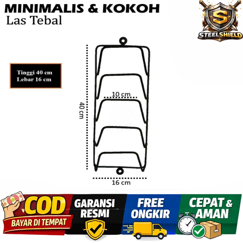 Rak Tutup Panci Dinding Besi Tebal – Gantungan Tutup Panci & Peralatan Dapur Anti Karat