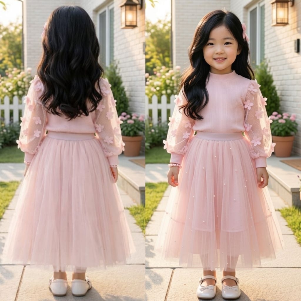 Rok Tutu Anak Perempuan Premium Mutiara | Rok Tulle Princess Anak Fashion Korea