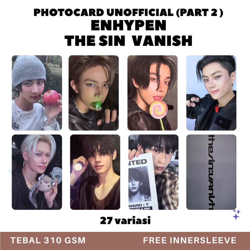 Enhypen Photocard The sin vanish knife Photocard Enhypen Unofficial kpop jake jay sunghoon