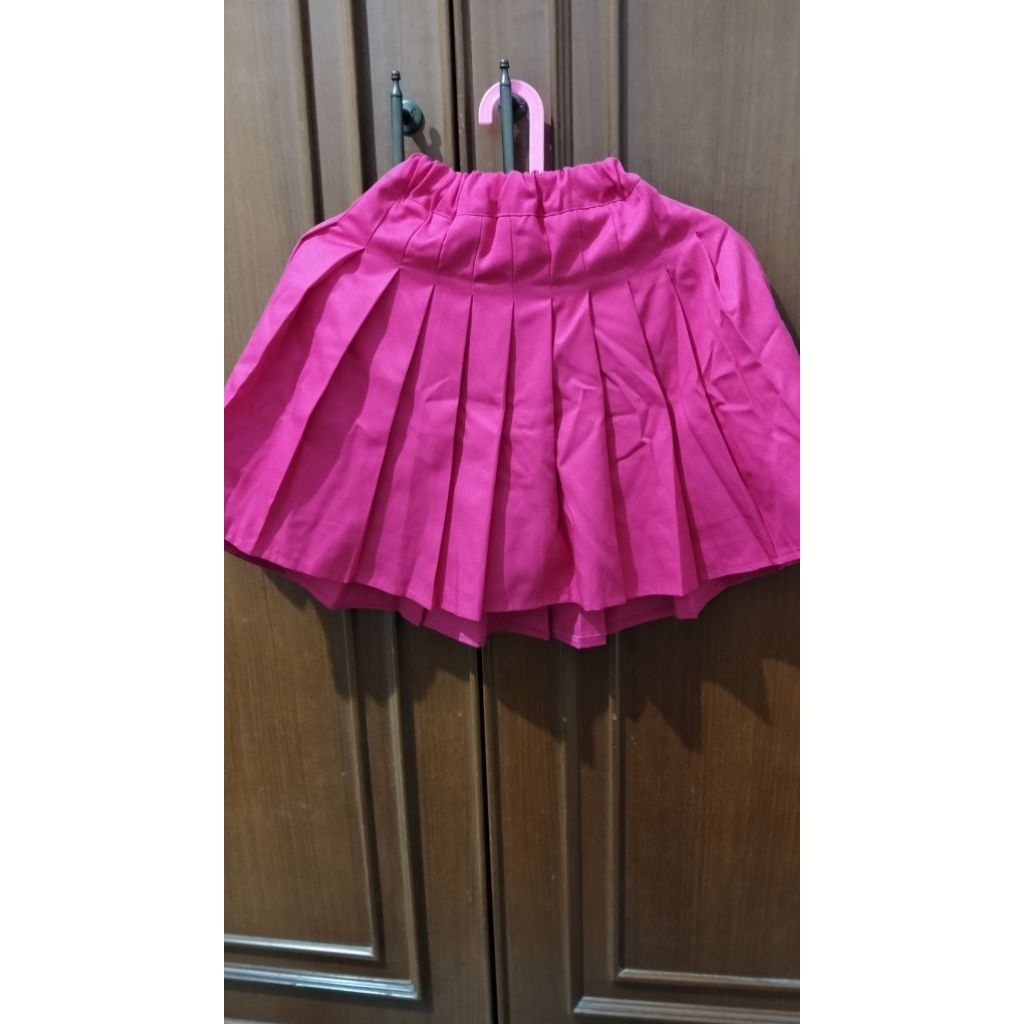 Rok tennis anak rempel warna pink fanta