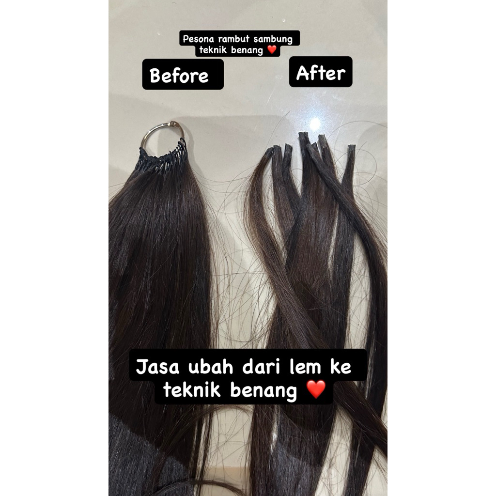 HAIR EXTENSION TEKNIK BENANG / JASA UBAH LEM KE TEKNIK BENANG RAPIIIII