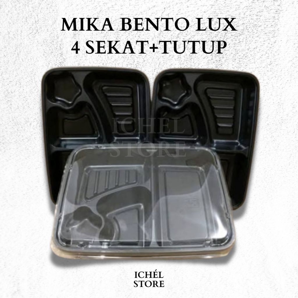 Mika Bento / Tray Bento tebal LUX 4 Sekat + tutup