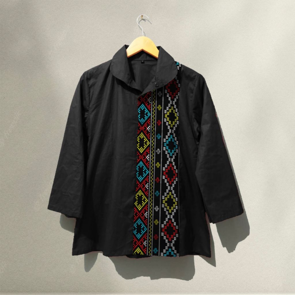 Angela Batik Batak | Blouse Batik Batak Wanita | Kemeja Batik Etnik Wanita Motif Ulos Sadum SD4