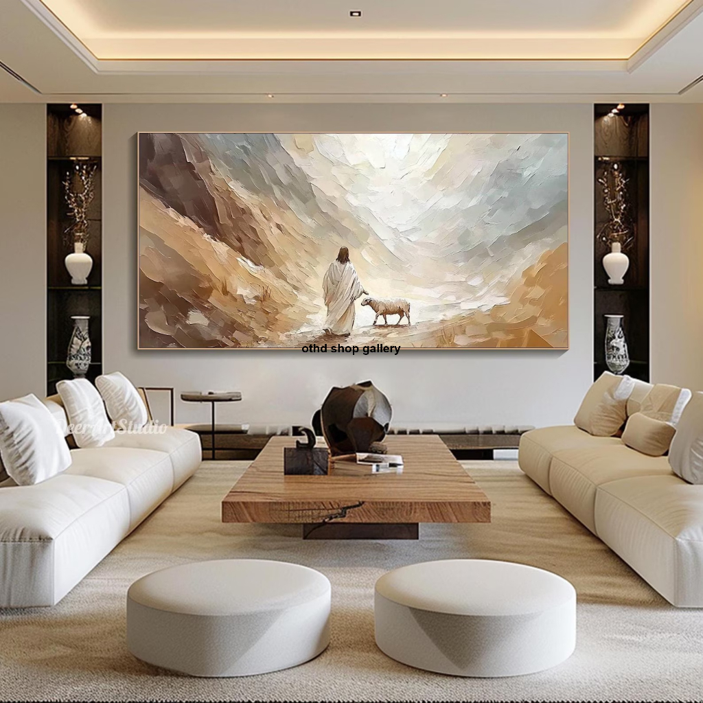 Lukisan Yesus Handmade Kanvas Acrylic Asli