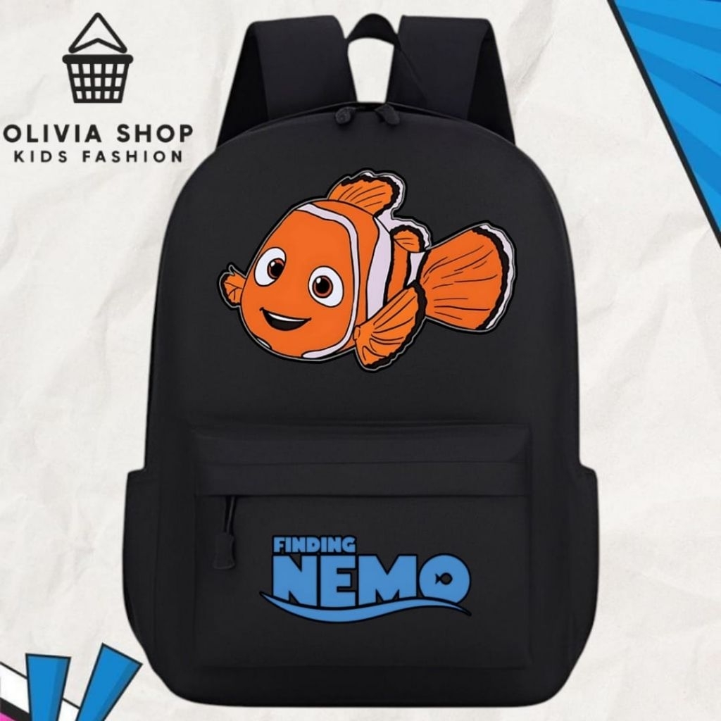 Tas Ransel Anak Gambar Nemo Kartun Ikan Kanvas Cordura Unisex Backpack Tas Sekolah Anak Anti Air
