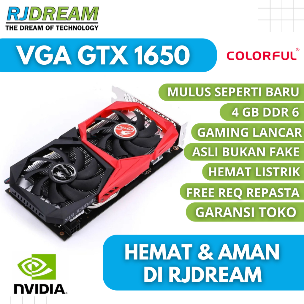 VGA GTX 1650 4GB DDR6 NVIDIA BEKAS / SECOND VGA CARD GAMING