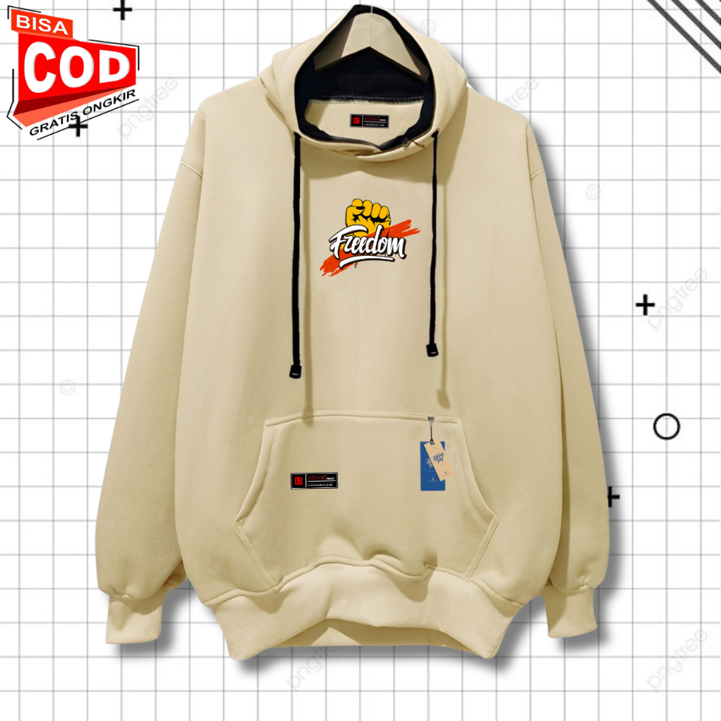 Hoodie Sweater Pria Wanita Distro Warna Cream BLOODS Tulisan Jepang Hodi Murah Jaket Tebal Authentic