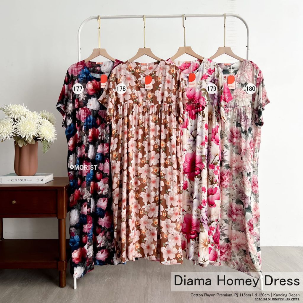 Diama Homey Dress Daster Pendek Premium Cotton Rayon Original Morist Berlabel