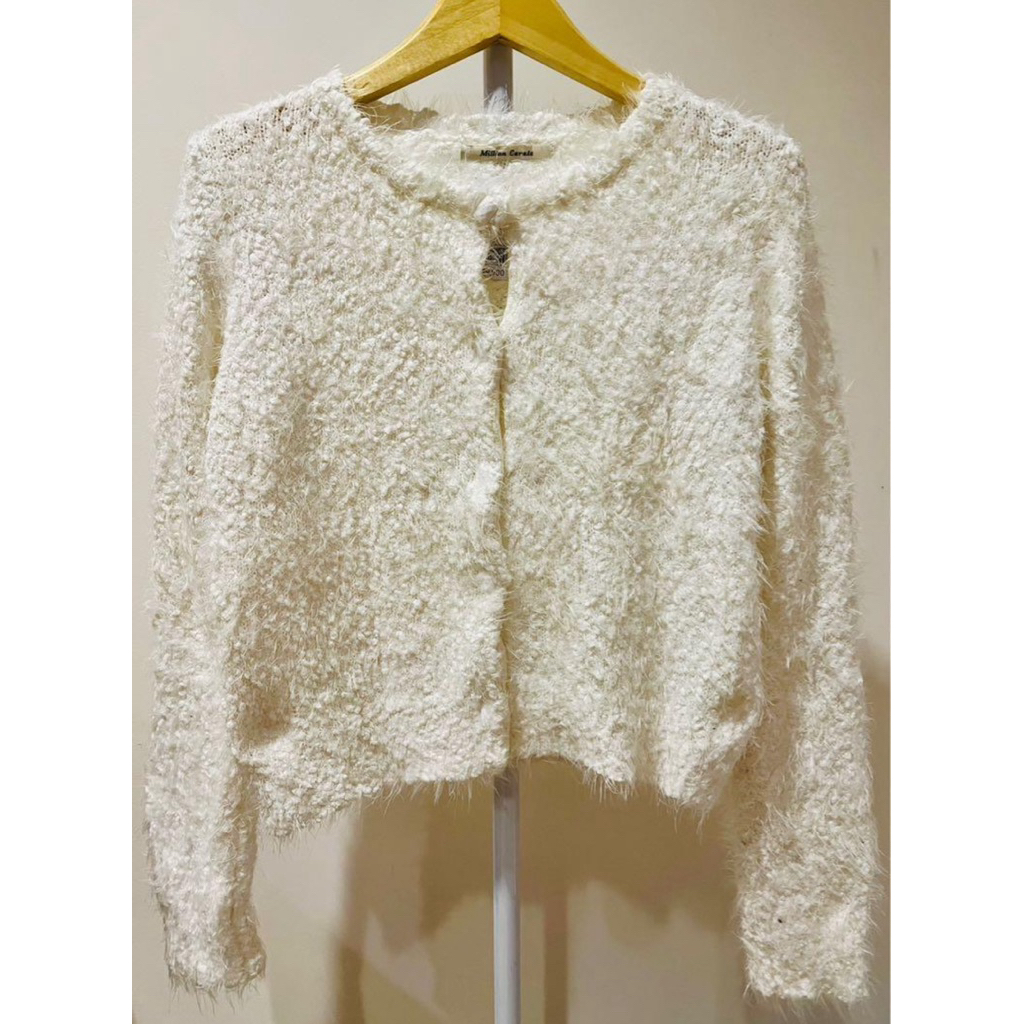 CARDIGAN RAJUT FUZZY CROP