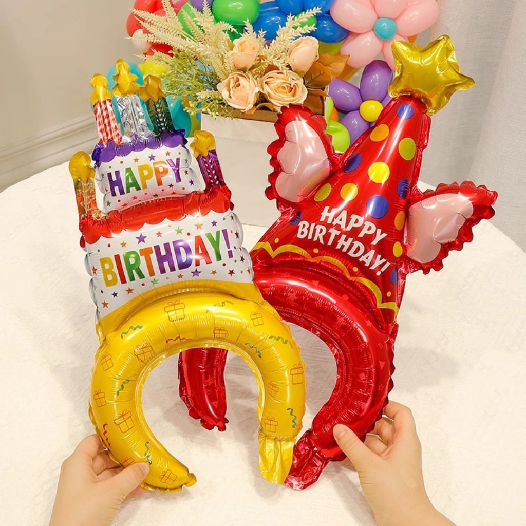 BALON FOIL BANDO ULANG TAHUN / BALON BANDO HAPPY BIRTHDAY / BALON KUE / TOPI KUE HEADBAND TOPI ULTAH
