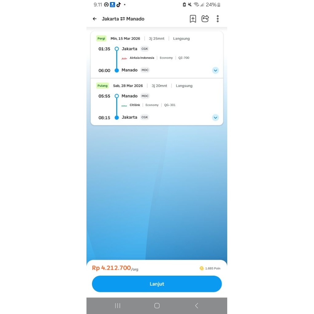 tiket pesawat manado - jakarta