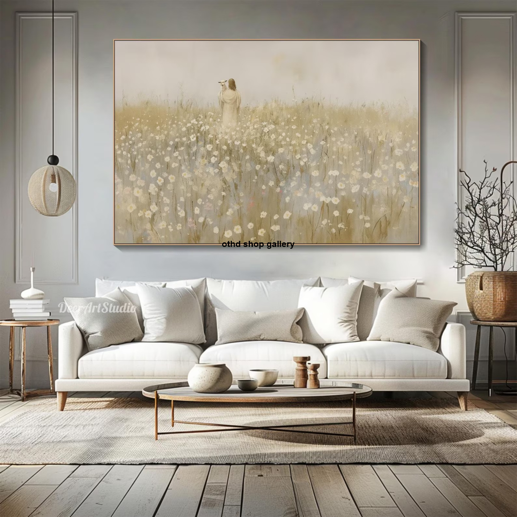 Lukisan Yesus Handmade Kanvas Acrylic Asli