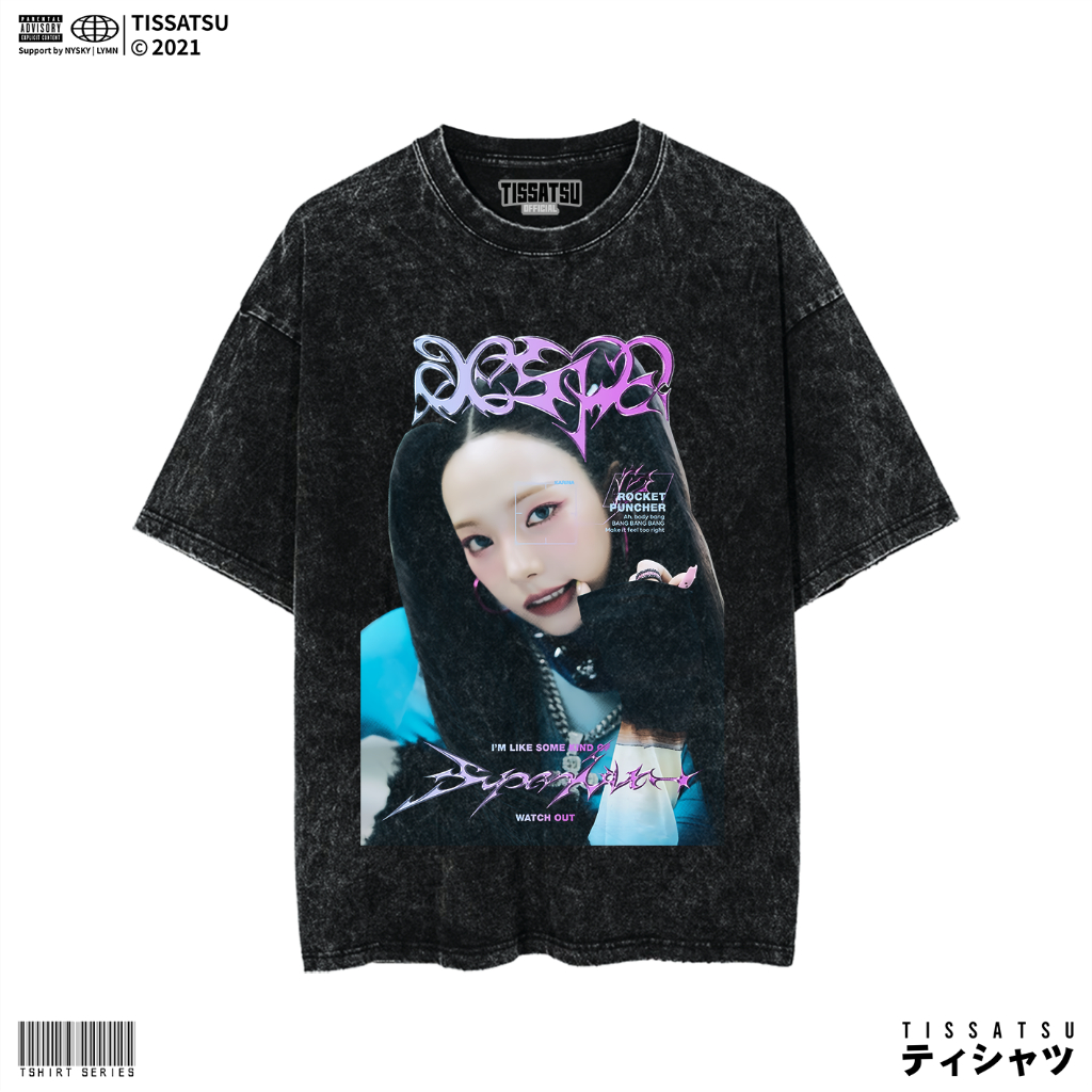 TISSATSU Kaos AESPA SUPERNOVA KARINA Oversize Washed / T-Shirt Kpop Wash Slimfit / AESPA-47
