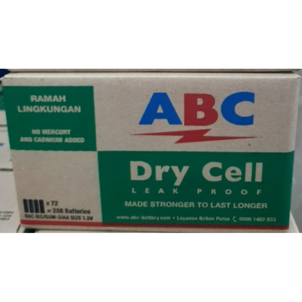 baterai ABC R6C hijau original, satu karton isi 12 box/288 pcs, AA 1,5 V tahan lama