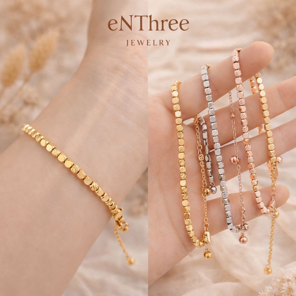 Gelang Tangan Dadu Mix 2 Fungsi Titanium Asli, dengan Plat Embos Premium 750/17k mirip Emas Asli