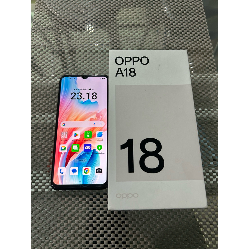 Oppo A18 Fullset Second Ram 4+4/128 Handphone Android Normal Siap Pakai Garansi