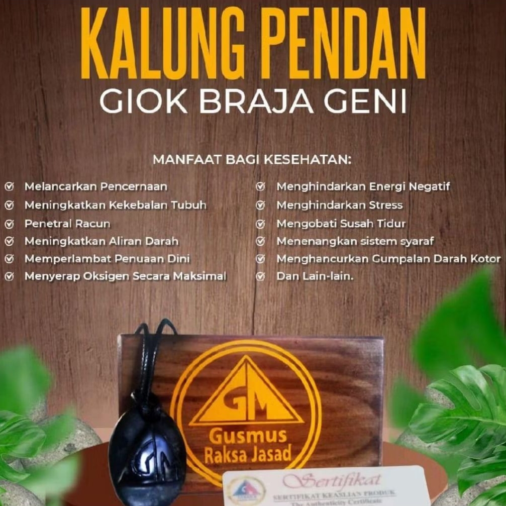 kalung giok GM/pendant gm/giok wulung GM original bersrtifikat