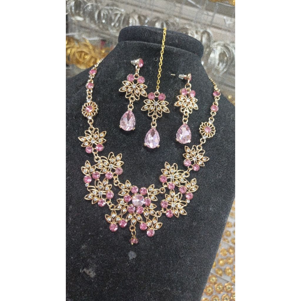 PROMO Termurah Kalung Set Anting Mangtika Tika Set Perhiasan Pesta India Choker Set Aruhi Depika Gop