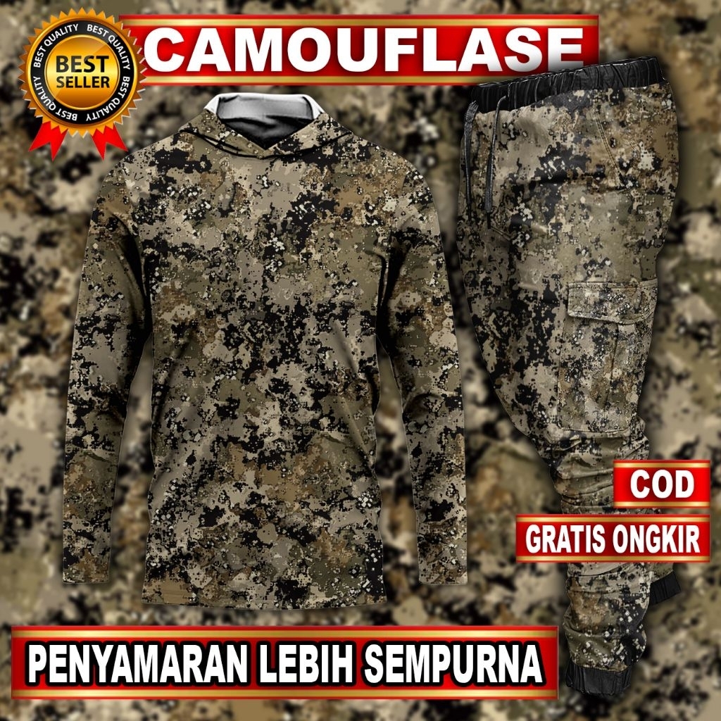 setelan baju berburu | pakaian berburu | baju camo lengan panjang | celana panjang camo | baju berbu