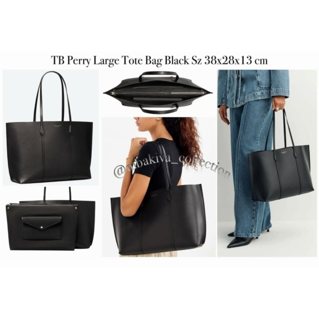 TB Perry Large Tote Bag Black