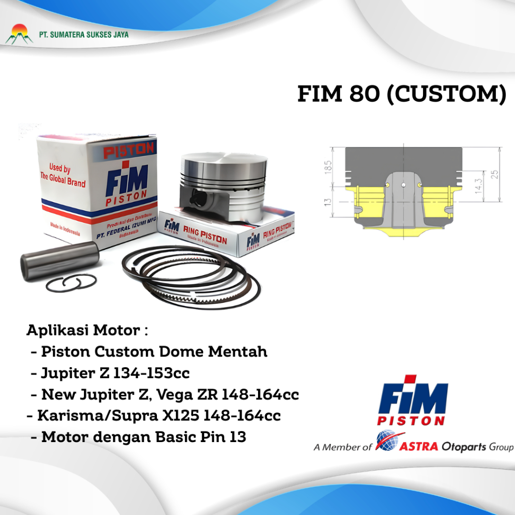 PISTON FIM 80 Custome Dome Mentah PAKET PISTON SET PISTON MOTOR