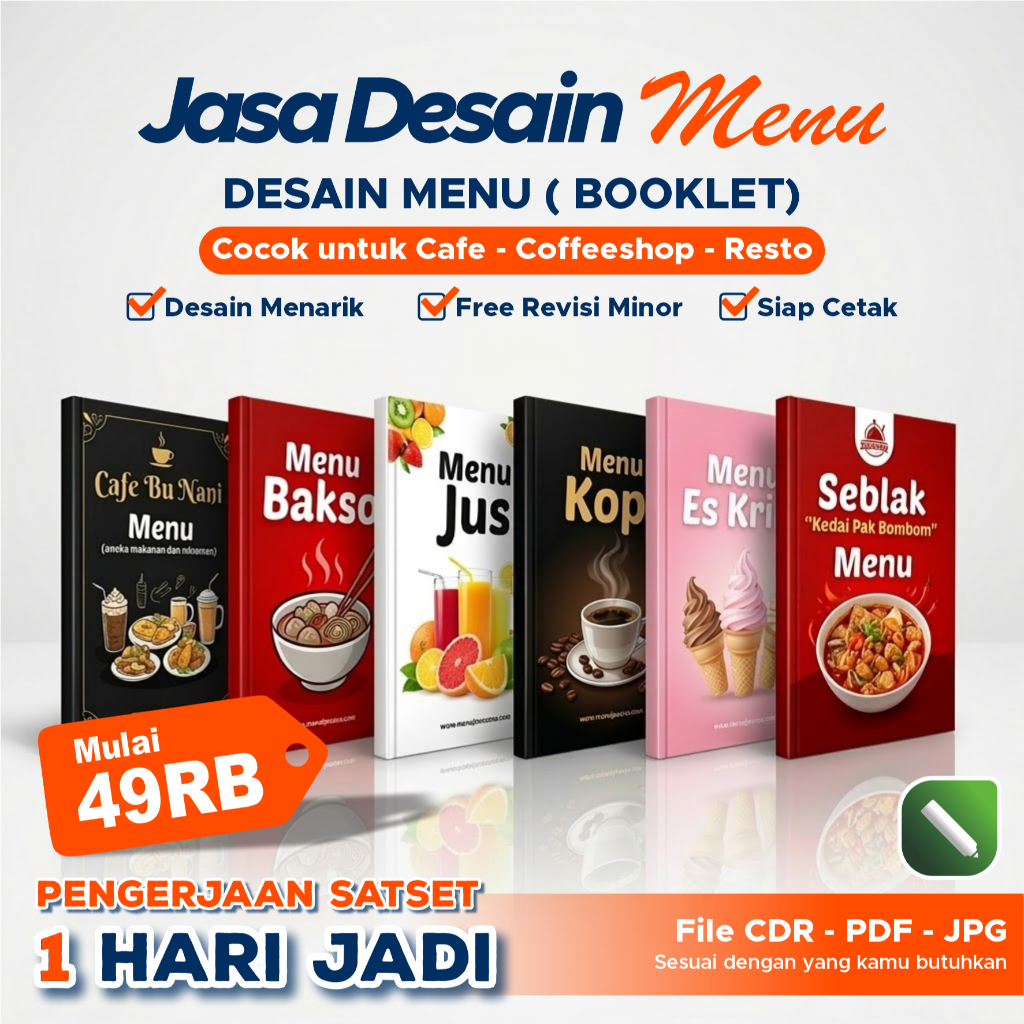 Jasa Desain Buku Menu / Menu Booklet Cafe & Restoran | Desain Menu Makanan Minuman Profesional Siap 