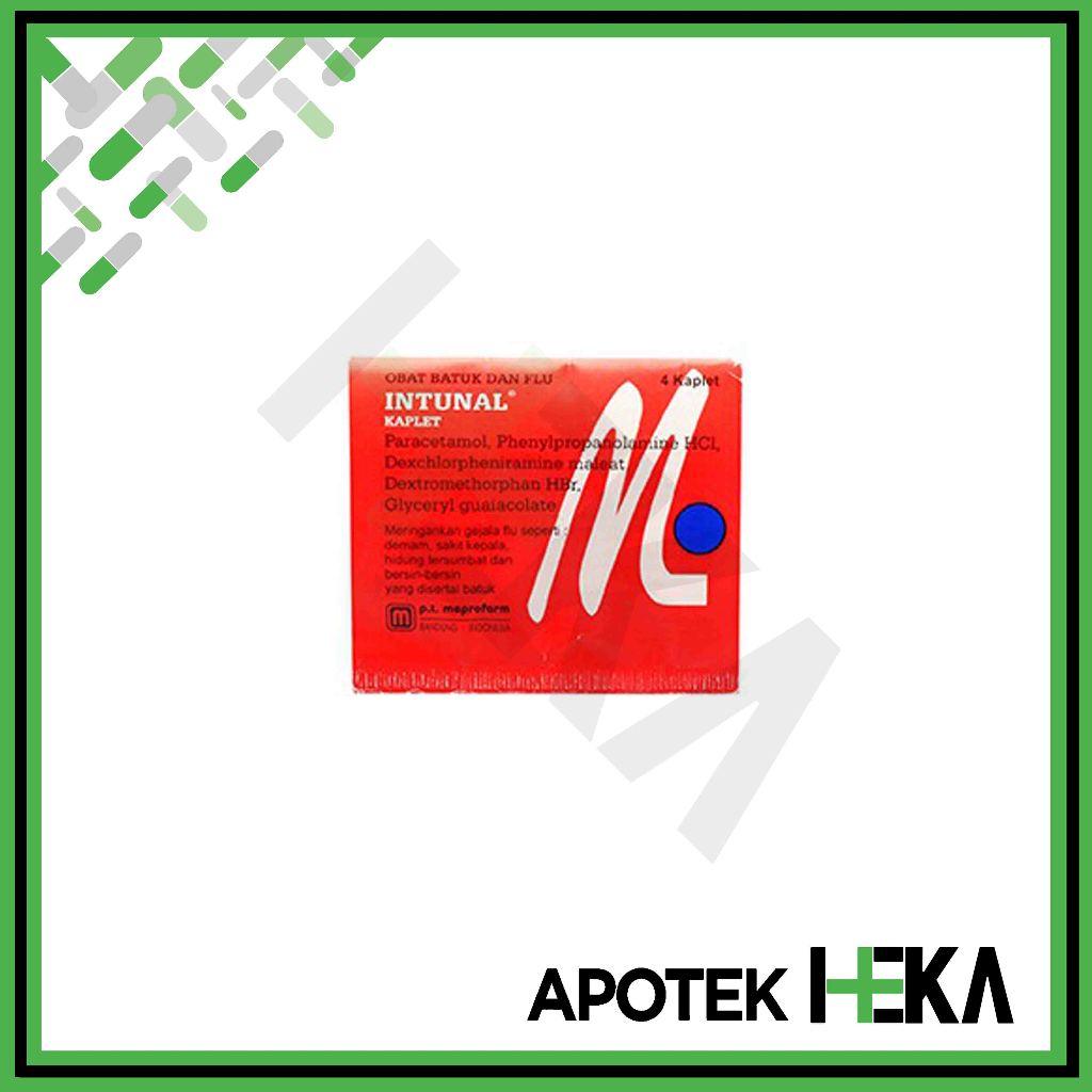 Intunal Merah Kaplet Strip isi 4 Tablet - Obat Flu Bersin Batuk [BOGOR]