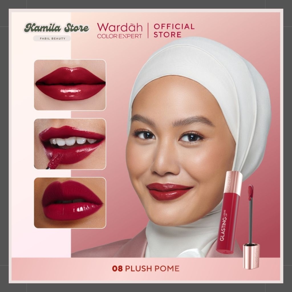 Wardah Glasting Liquid Lip 08 - Plush Pome Tahan Lama, Tidak Lengket, Transferproof