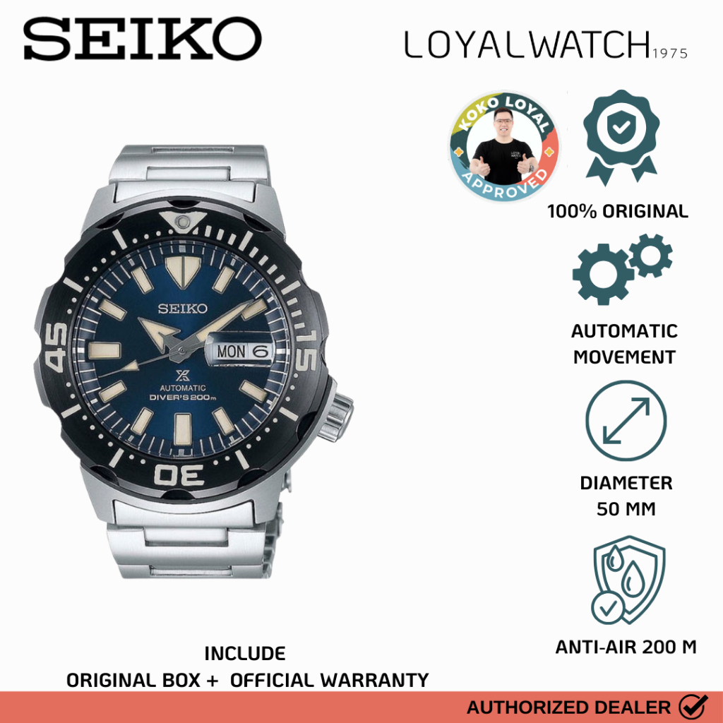 Jam Tangan Seiko Prospex Monster 4th Generation Pria SRPD25K1 Navy Stainless Steel Original Garansi 