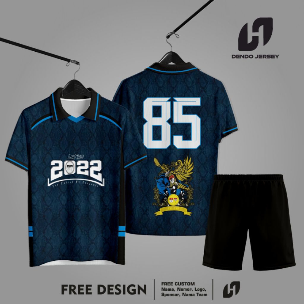 Jersey Futsal custom | Jersey Sepak Bola | Blue Flower Free Custom Name Set