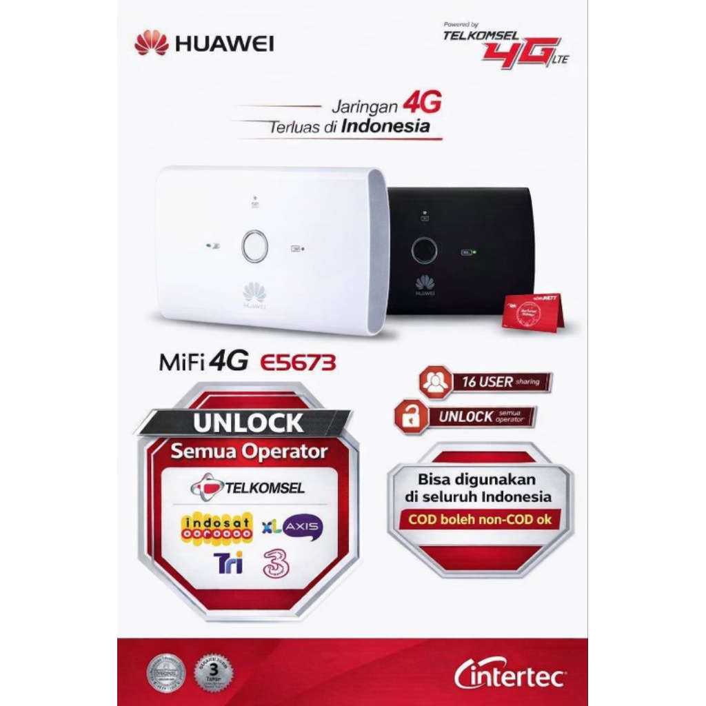E5673 HUAWEI MODEM WIFI WIRELESS MIFI 4G LTE UNLOCK SEMUA OPERATOR TYPE E5673S - 609