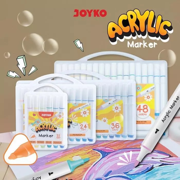 Acrylic Marker Spidol Akrilik JOYKO ACMK-75-12~24~36~48 Warna