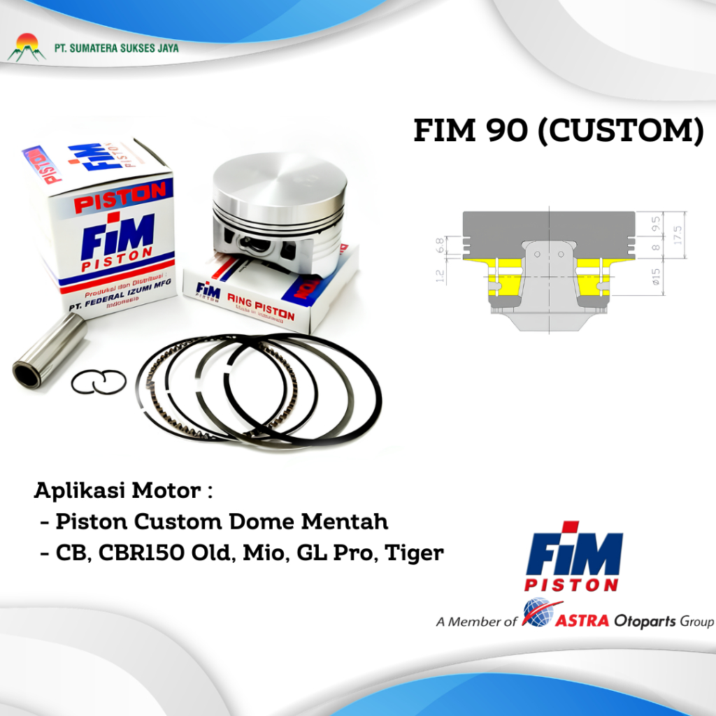 PISTON FIM 90 Custome Dome Mentah PAKET PISTON SET PISTON MOTOR