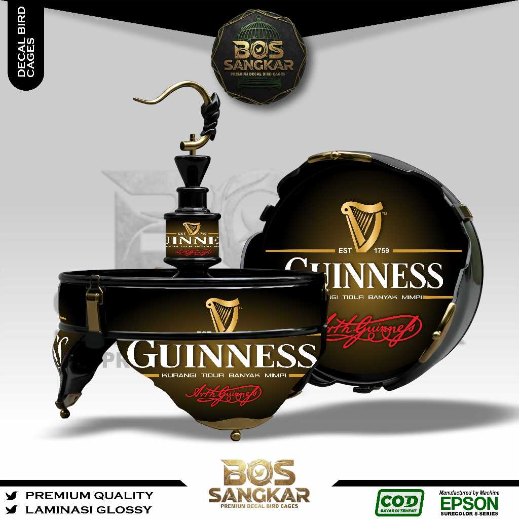 STIKER DECAL SANGKAR BURUNG BUNDAR LINGKARAN LOVE BIRD HELOPET BATMAN CUSTOM GUINNESS BS24