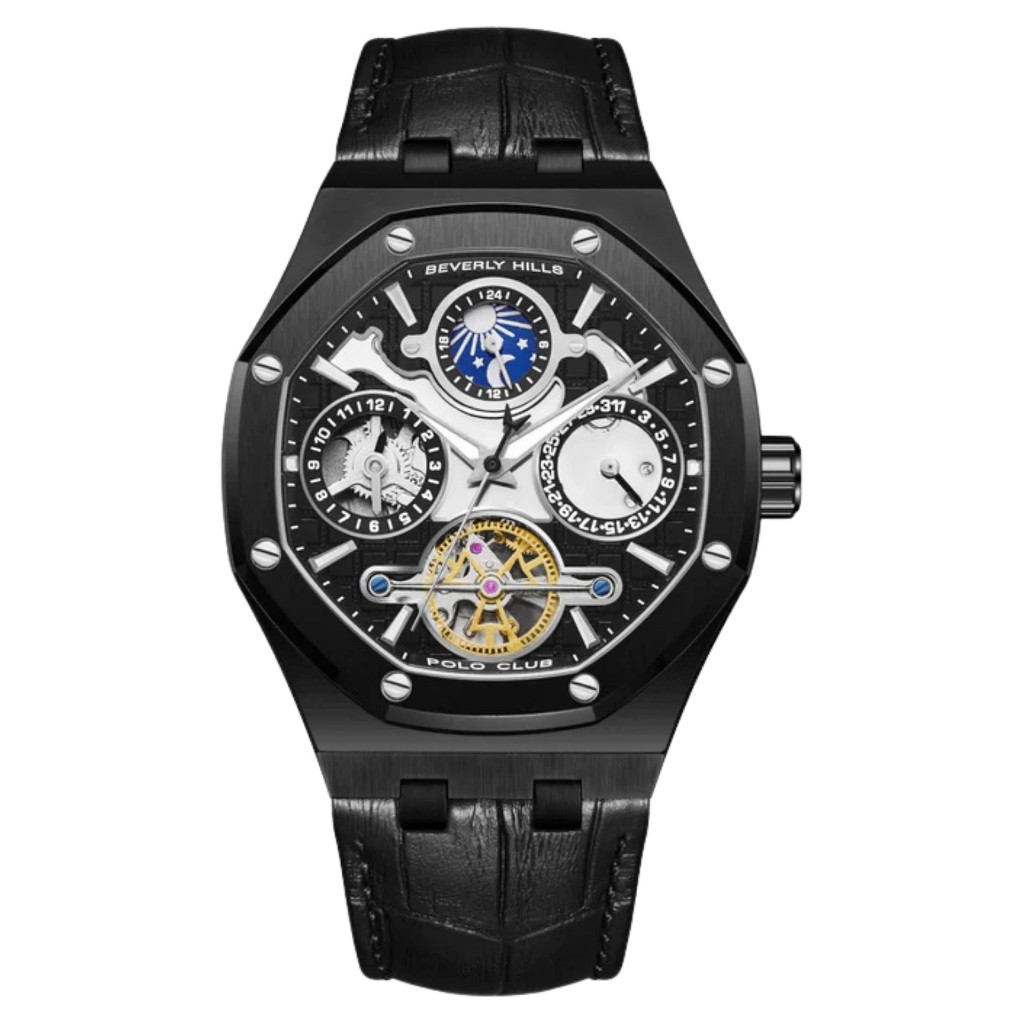 Galery Jam Tangan Beverly Hills Polo Club BP3787X.651 Automatic Full Black Leather Strap