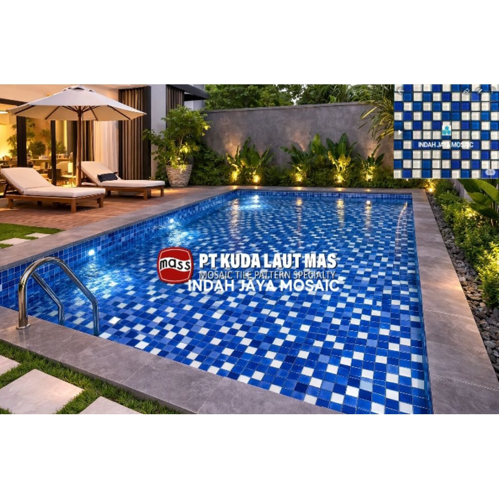 Glass mozaik kolam renang dan interior