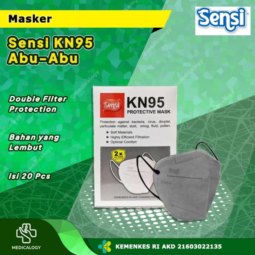 Masker KN95 Sensi Warna Abu Abu Grey
