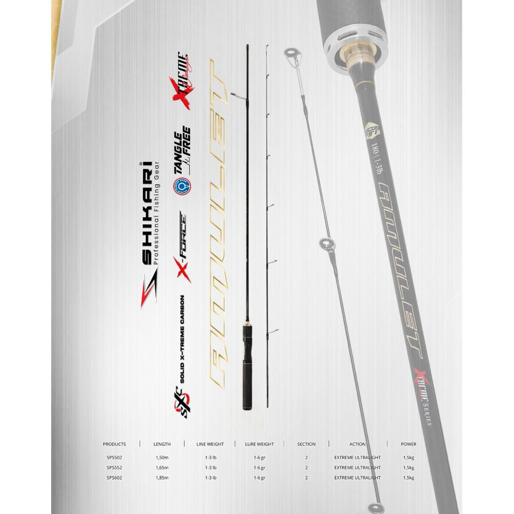 Joran UL Shikari Amulet Carbon 1-3LB UL series, Reel seat lock with clicker, panjang gagang 22cm, po