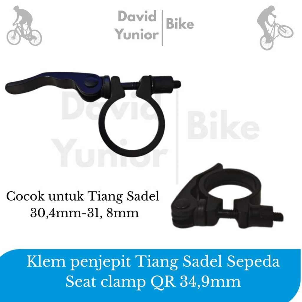 Seat Clamp Alloy Hitam Qr 34.9 Untuk Seatpost 30.4 - 31.8 Sepeda Mtb, Lipat Co