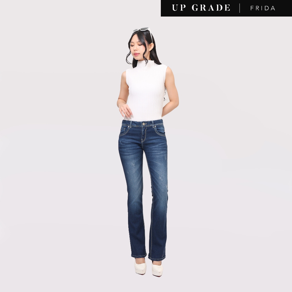 UP GRADE Frida Low Rise Cutbray Jeans - Celana Jeans Bootcut Cutbray Manis Stretch Nyaman Dipakai