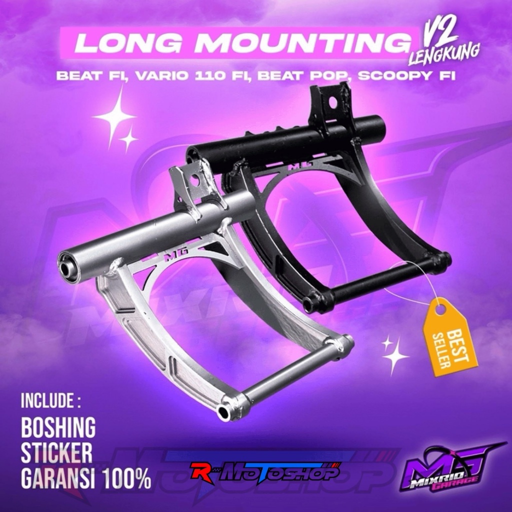 RMotoshop LONG MOUNTING BEAT FI,VARIO 110,BEAT POP,SCOOPY FI. 3CM,4CM,5CM. Motorcycle