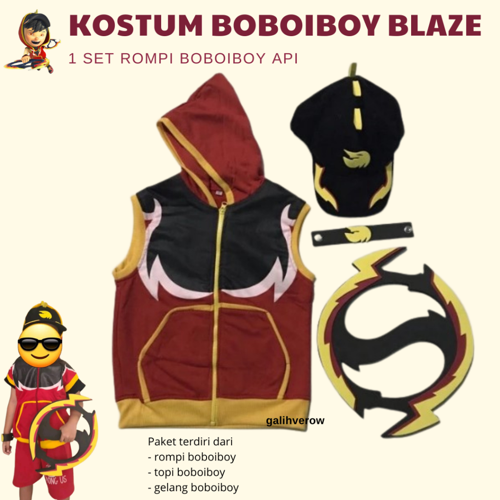 1 Set Kostum Boboiboy Blaze - Rompi Boboiboy Api