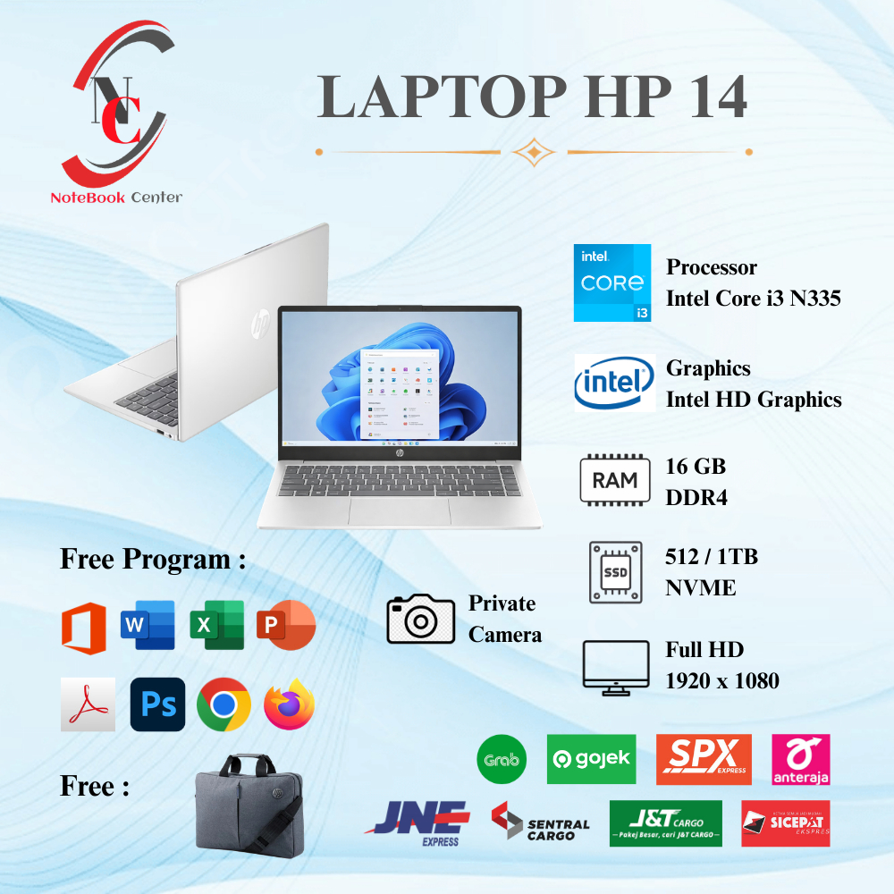 Laptop Baru Hp Intel Core i3 N355 dan Intel Core i3 1315u Touchscreen RAM 32GB SSD 1TB