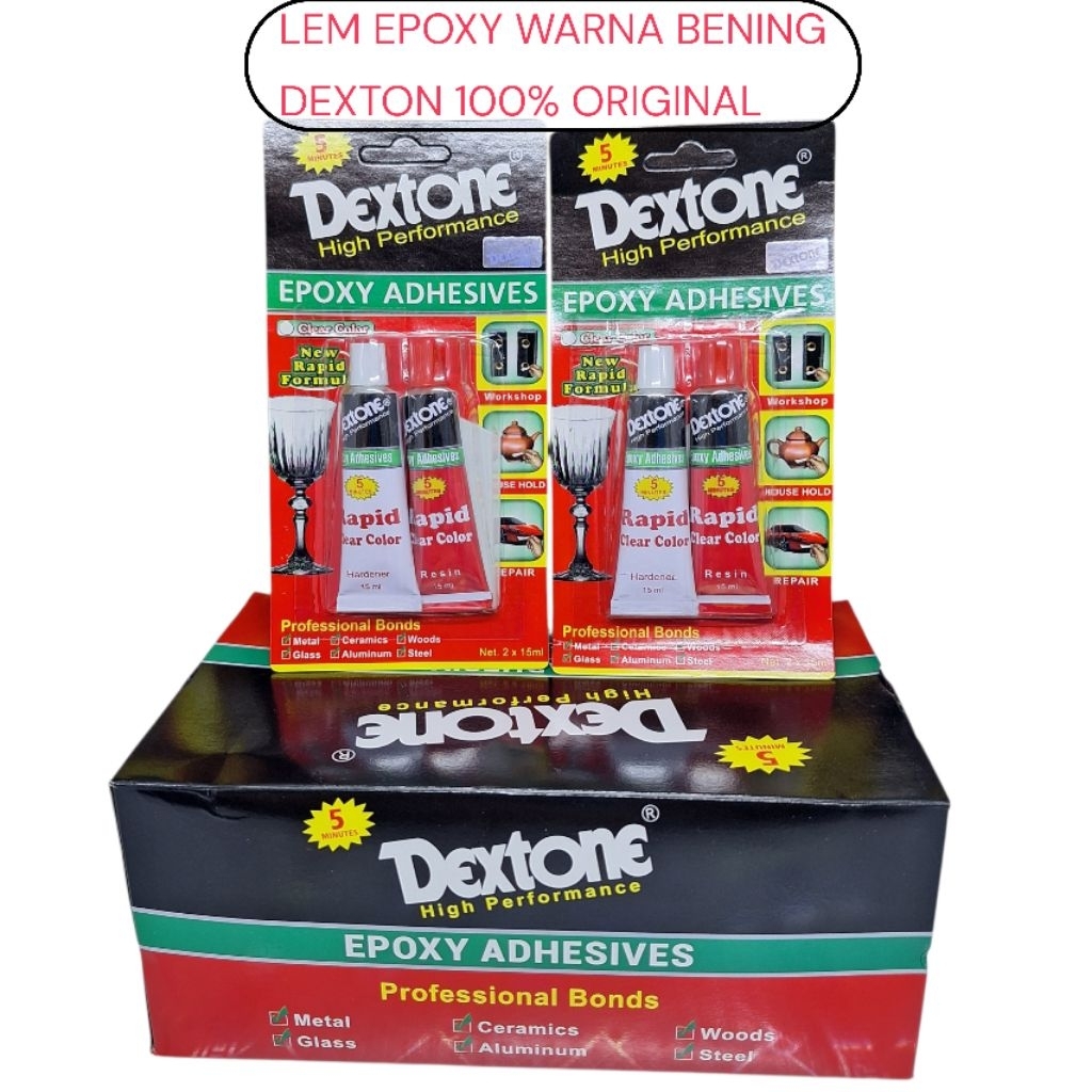 Lem Epoxy Dextone 5 Menit Rapid Clear Color Original