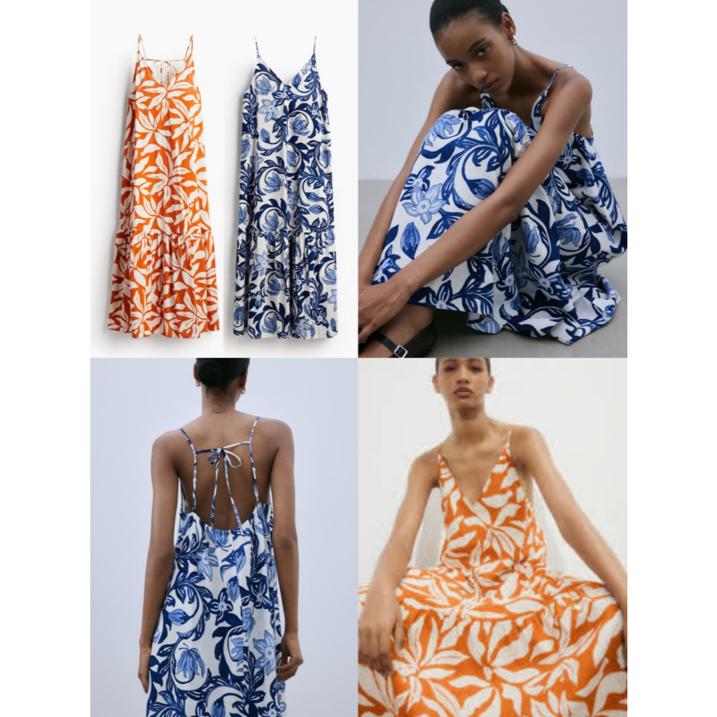 HM Long A-Line Dress - Maxi Dress Pantai Floral Pattern - 2133
