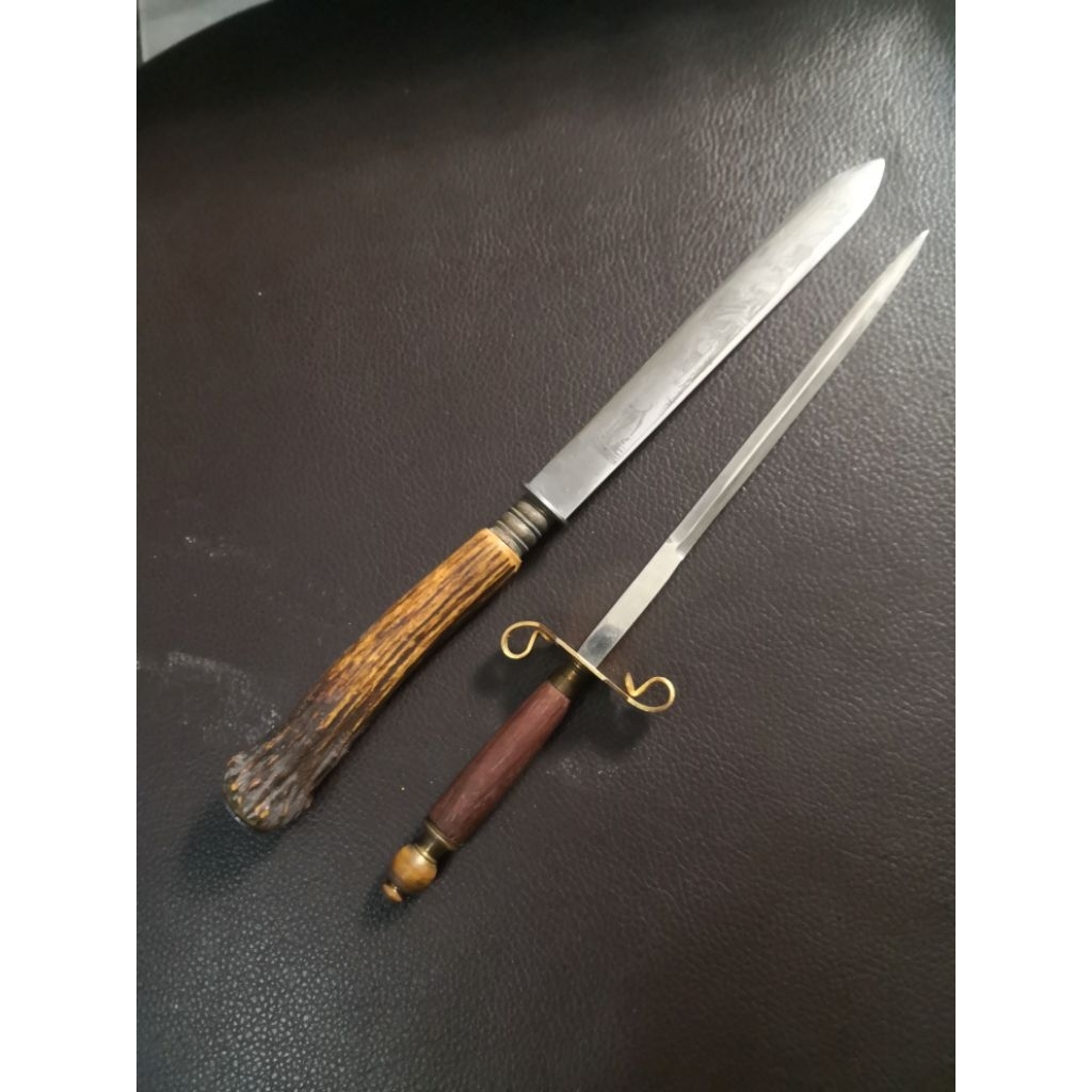 vintage pembuka surat letter opener gagang tanduk rusa dan gaya pedang Eropa bahan inox vintage anti