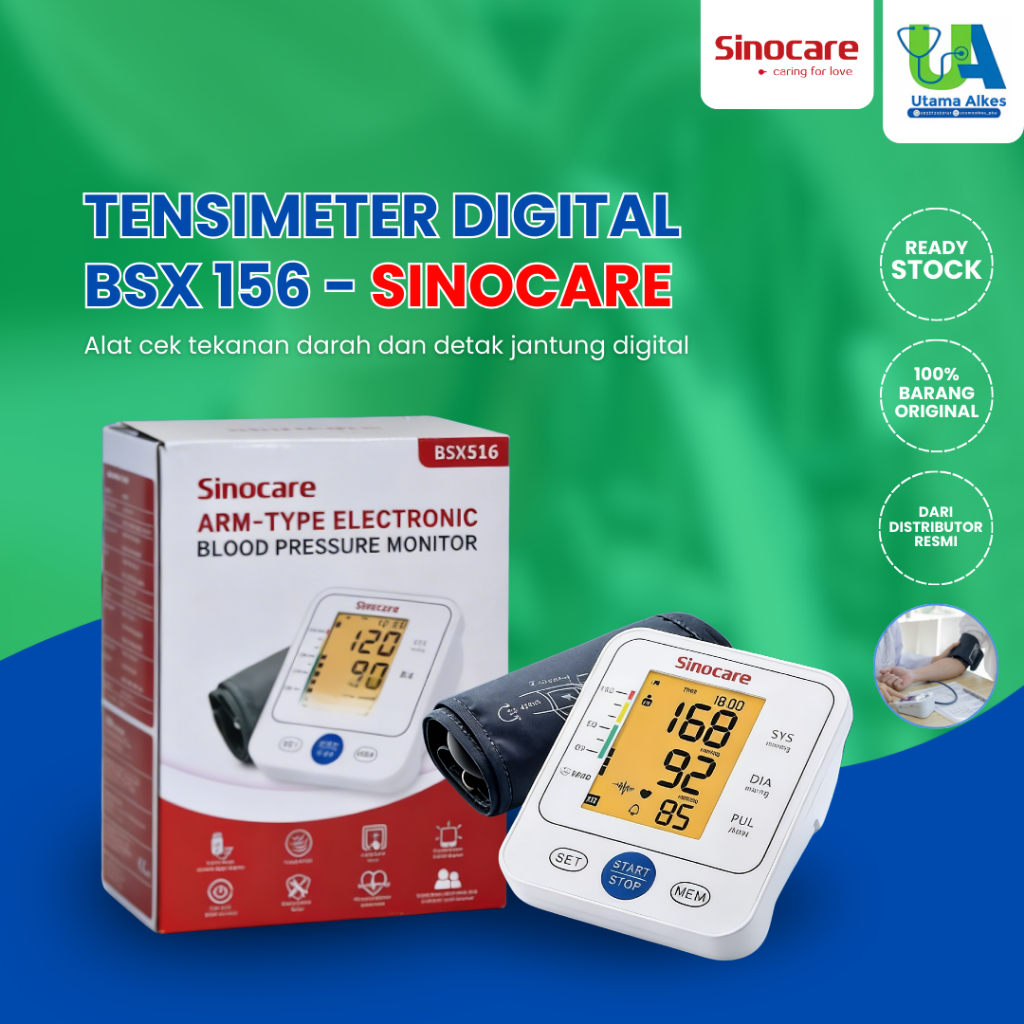 Sinocare BSX 156 Tensimeter Digital Alat Ukur Tekanan Darah Portable LCD